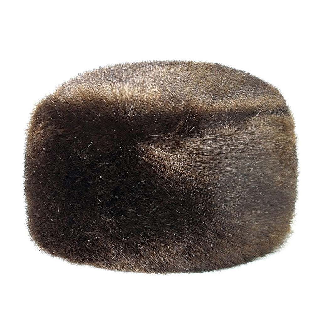 Helen Moore Womens Faux Fur Winter Pillbox Hat - Brown