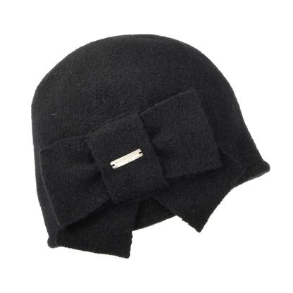 Seeberger Hats Virgin Wool Cloche with Bow - Black