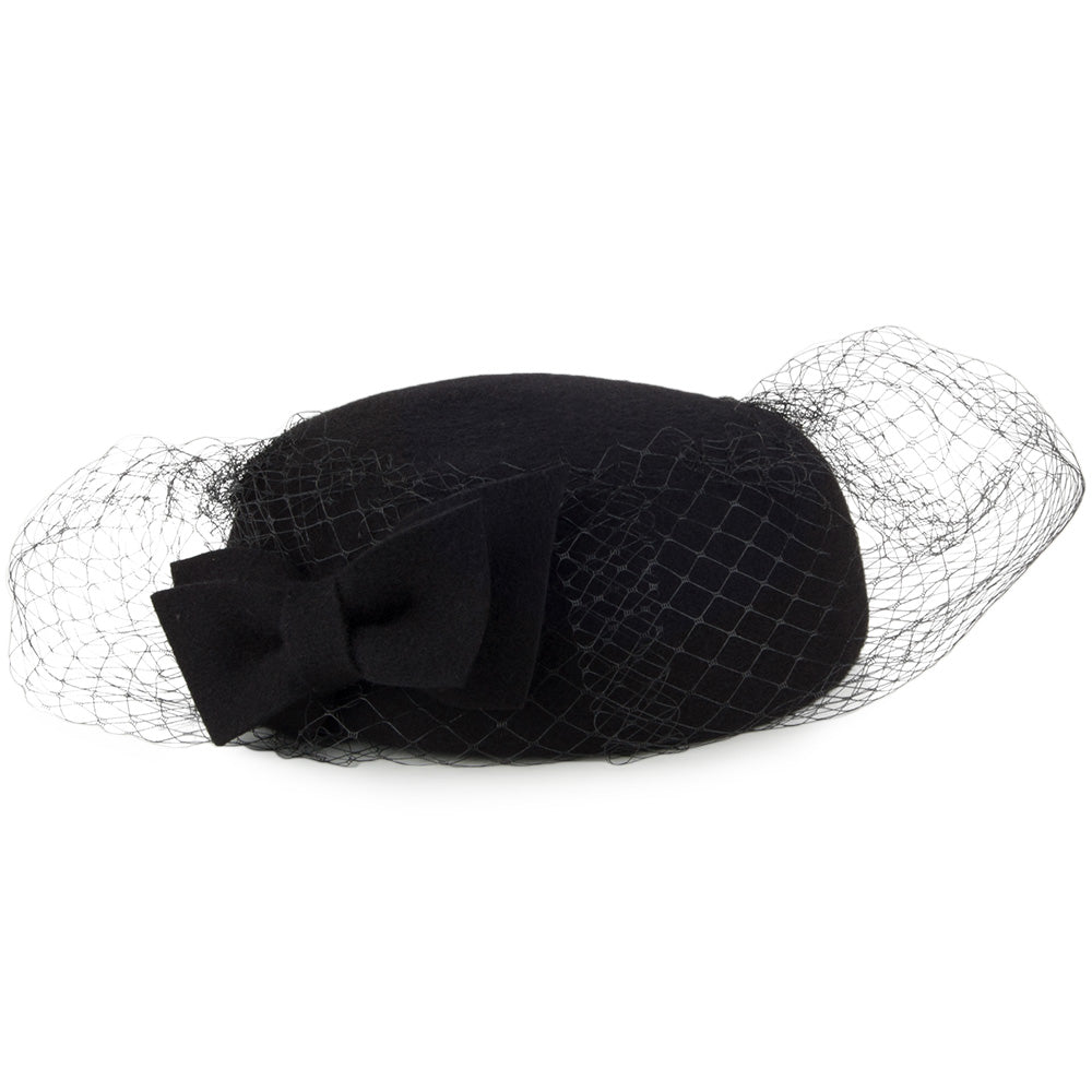 Whiteley Hats Veda Bow With Veil Pillbox Hat - Black