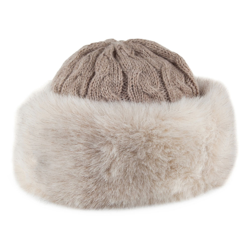 Whiteley Hats Italian Knit Winter Hat with Faux Fur Cuff - Grey