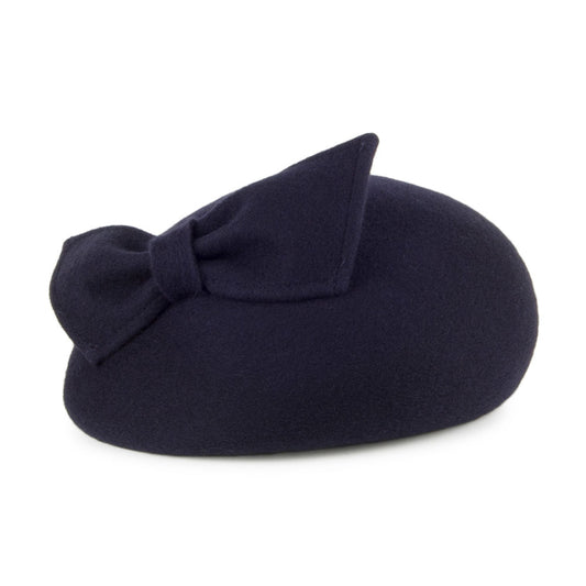 Whiteley Hats Kate Pillbox Hat with Bow - Navy Blue