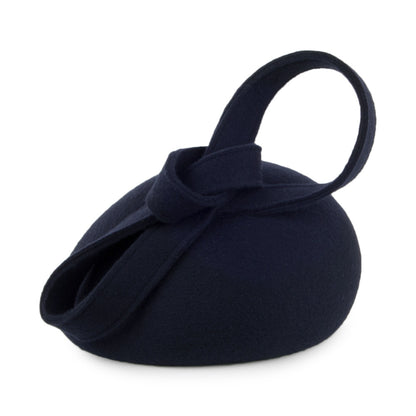 Whiteley Hats Carlita Pillbox Hat with Swirl - Navy Blue