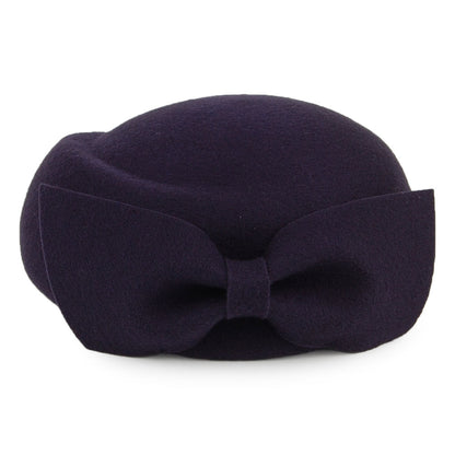 Whiteley Hats Avery Wool Pillbox Hat With Bow - Navy Blue