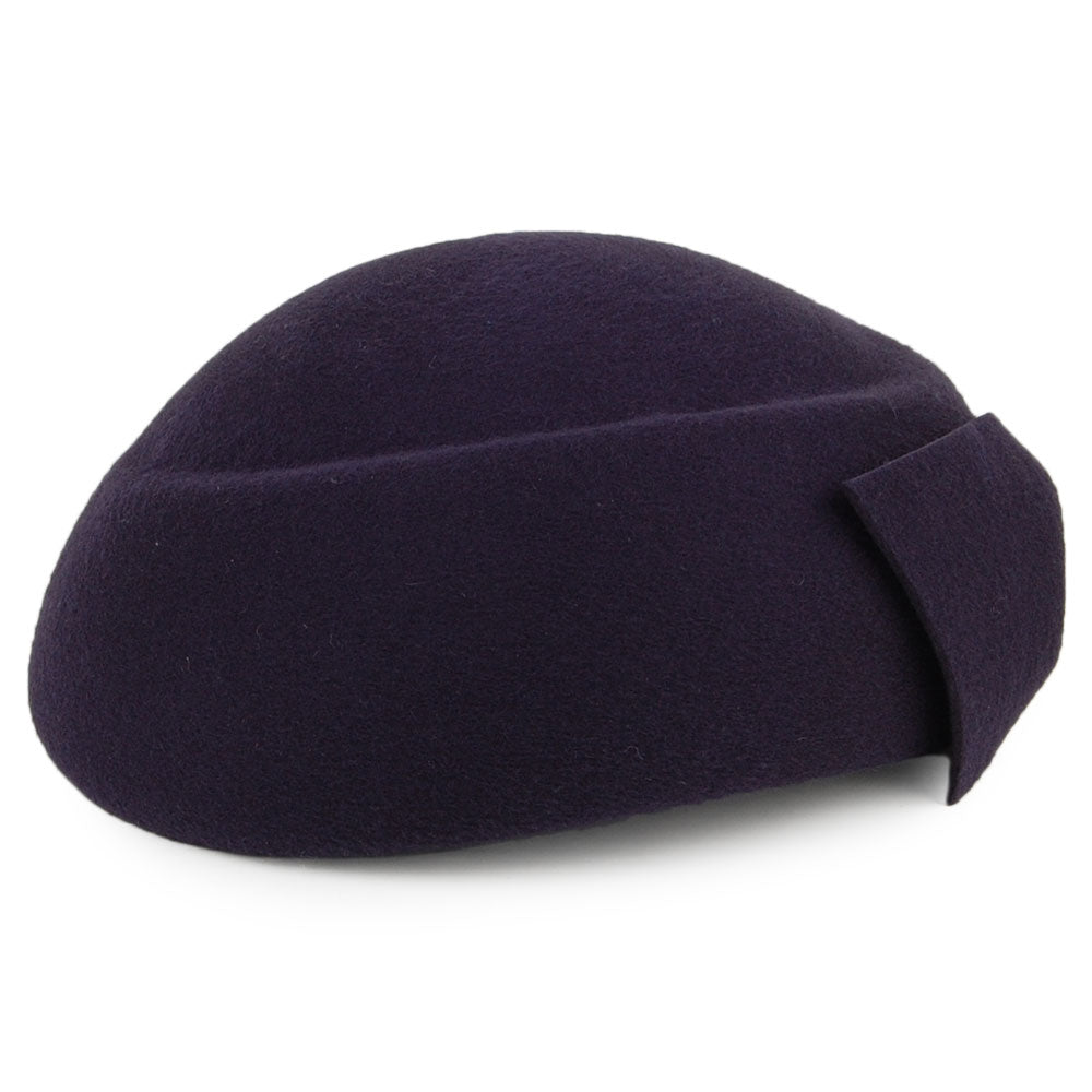 Whiteley Hats Avery Wool Pillbox Hat With Bow - Navy Blue