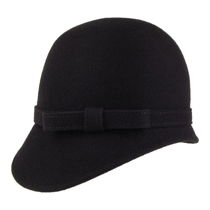 Whiteley Hats Harper Wool Cloche With Bow - Black
