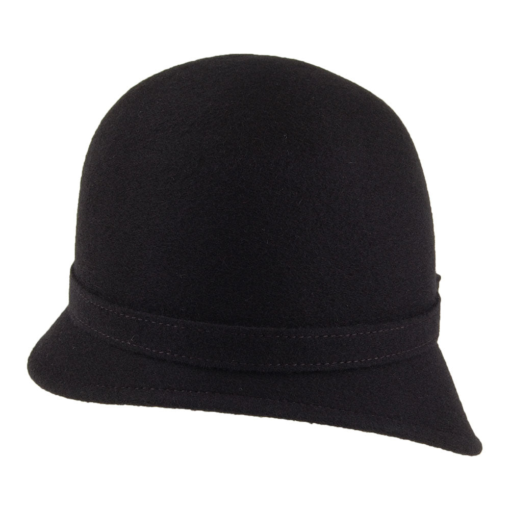 Whiteley Hats Harper Wool Cloche With Bow - Black