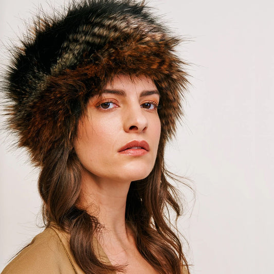 Helen Moore Womens Faux Fur Winter Pillbox Hat - Brown Quail