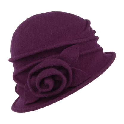 Scala Hats Sienna Wool Cloche with Rosette - Purple