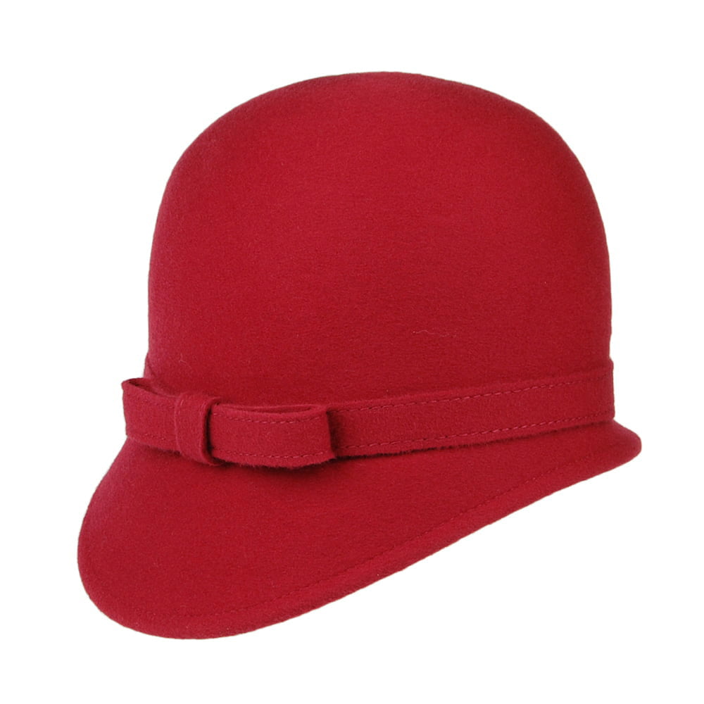 Whiteley Hats Harper Wool Cloche With Bow - Red