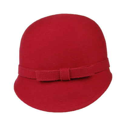 Whiteley Hats Harper Wool Cloche With Bow - Red