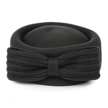 Whiteley Hats Jackie O Loop Bow Wool Pillbox Hat - Forest