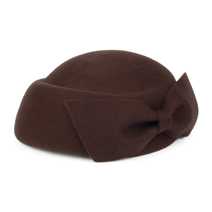 Whiteley Hats Avery Wool Pillbox Hat With Bow - Chocolate