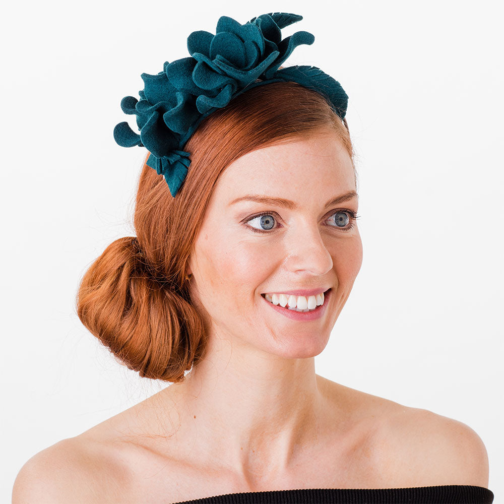 Failsworth Hats Floral Wool Felt Headband - Teal
