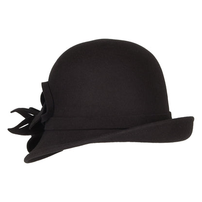 Failsworth Hats Wool Felt Flower Cloche - Black