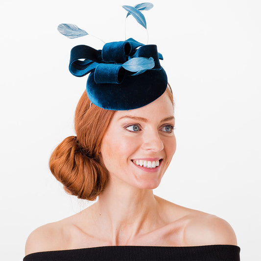 Failsworth Hats Juliet Velvet Pillbox Hat - Teal