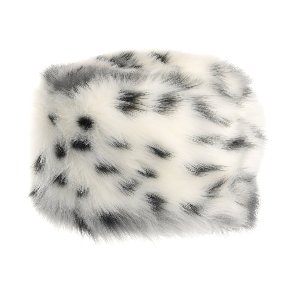 Helen Moore Womens Faux Fur Winter Pillbox Hat - Snow Leopard