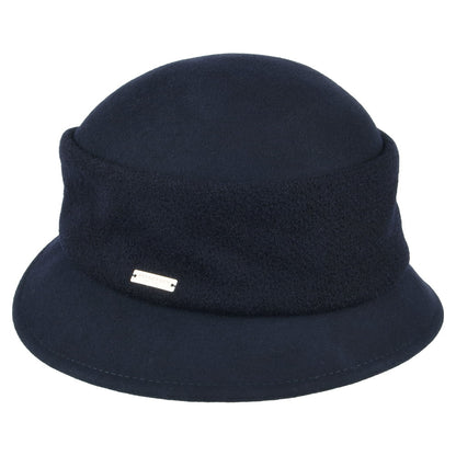 Seeberger Hats Wool Felt Cloche Hat - Navy Blue