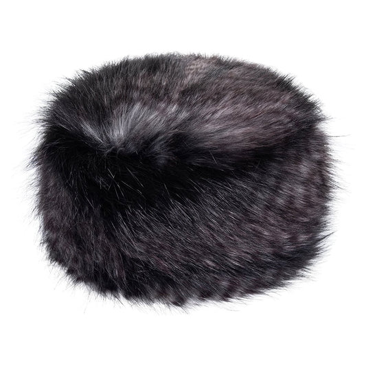 Helen Moore Womens Faux Fur Winter Pillbox Hat - Black Quail
