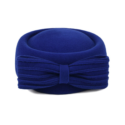 Whiteley Hats Jackie O Loop Bow Wool Pillbox Hat - Royal Blue