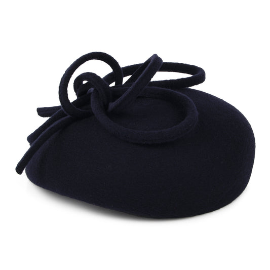 Whiteley Hats Rosey Wool Pillbox Hat with Swirl - Navy Blue