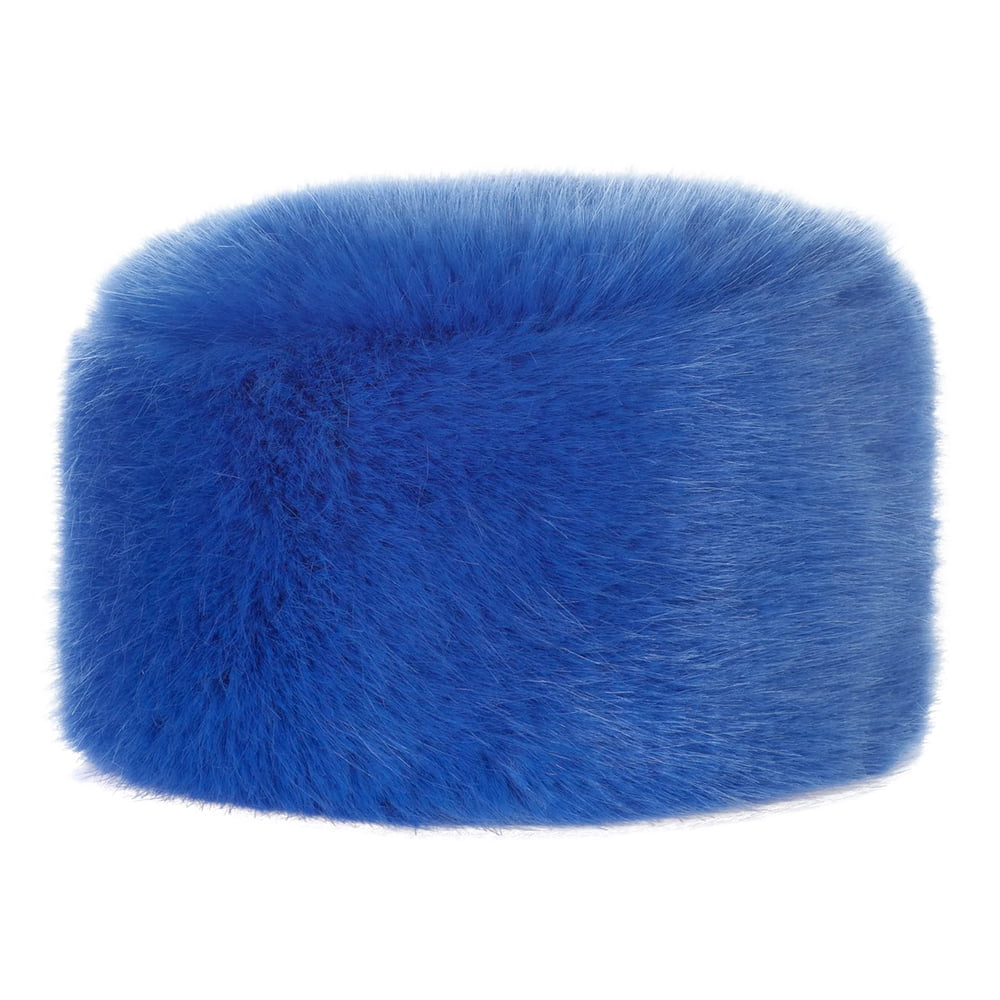 Helen Moore Womens Faux Fur Winter Pillbox Hat - Royal Blue
