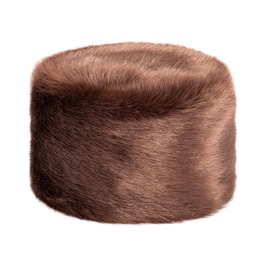 Helen Moore Womens Faux Fur Winter Pillbox Hat - Chestnut