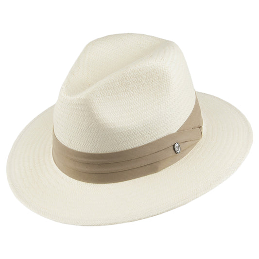 Jaxon & James Toyo Safari Fedora with Khaki Band - Ivory