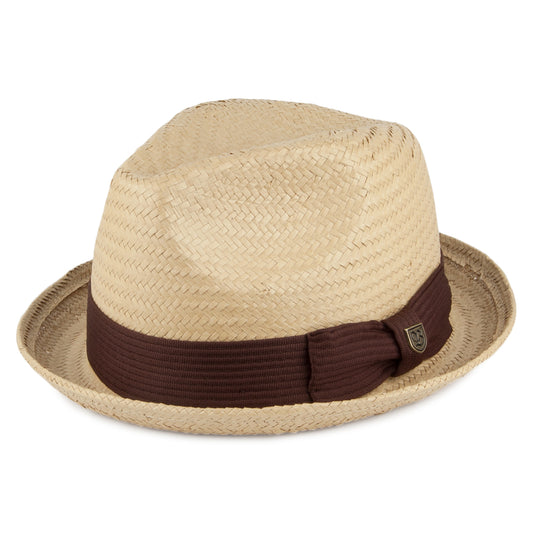 Brixton Hats Castor Straw Trilby Hat - Natural-Brown