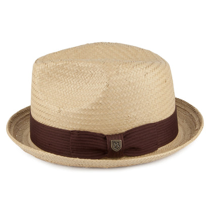 Brixton Hats Castor Straw Trilby Hat - Natural-Brown