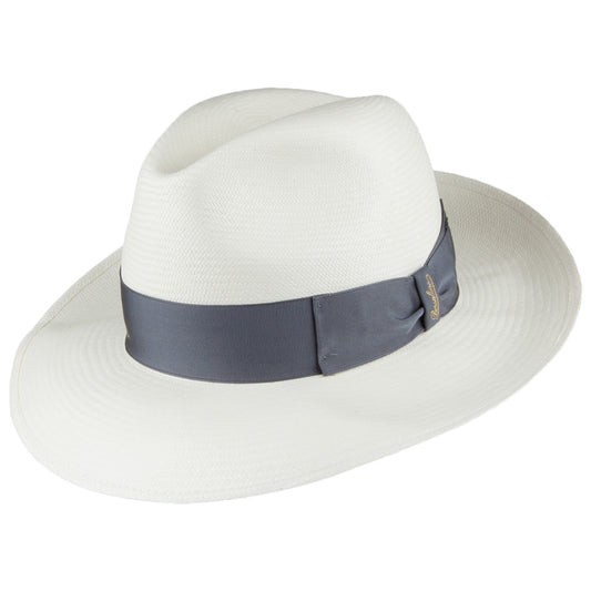 Borsalino Fine Panama Fedora With Grey Band - Bleach