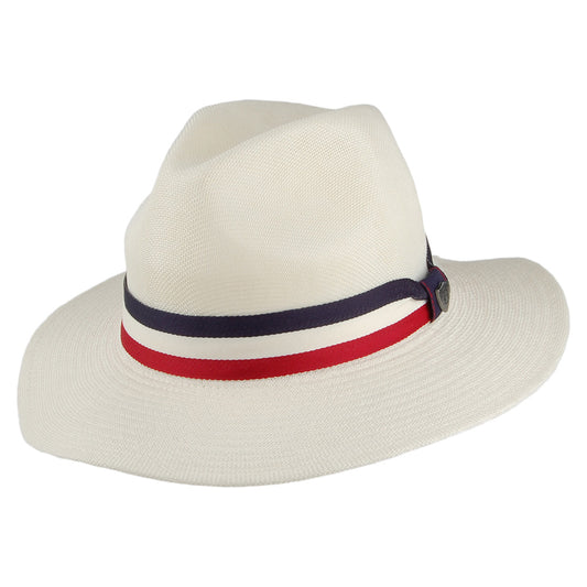 Dorfman Pacific Hats Safari Fedora Hat with Striped Band - Ivory