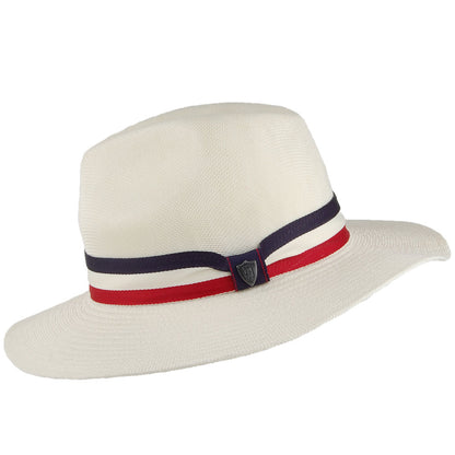 Dorfman Pacific Hats Safari Fedora Hat with Striped Band - Ivory