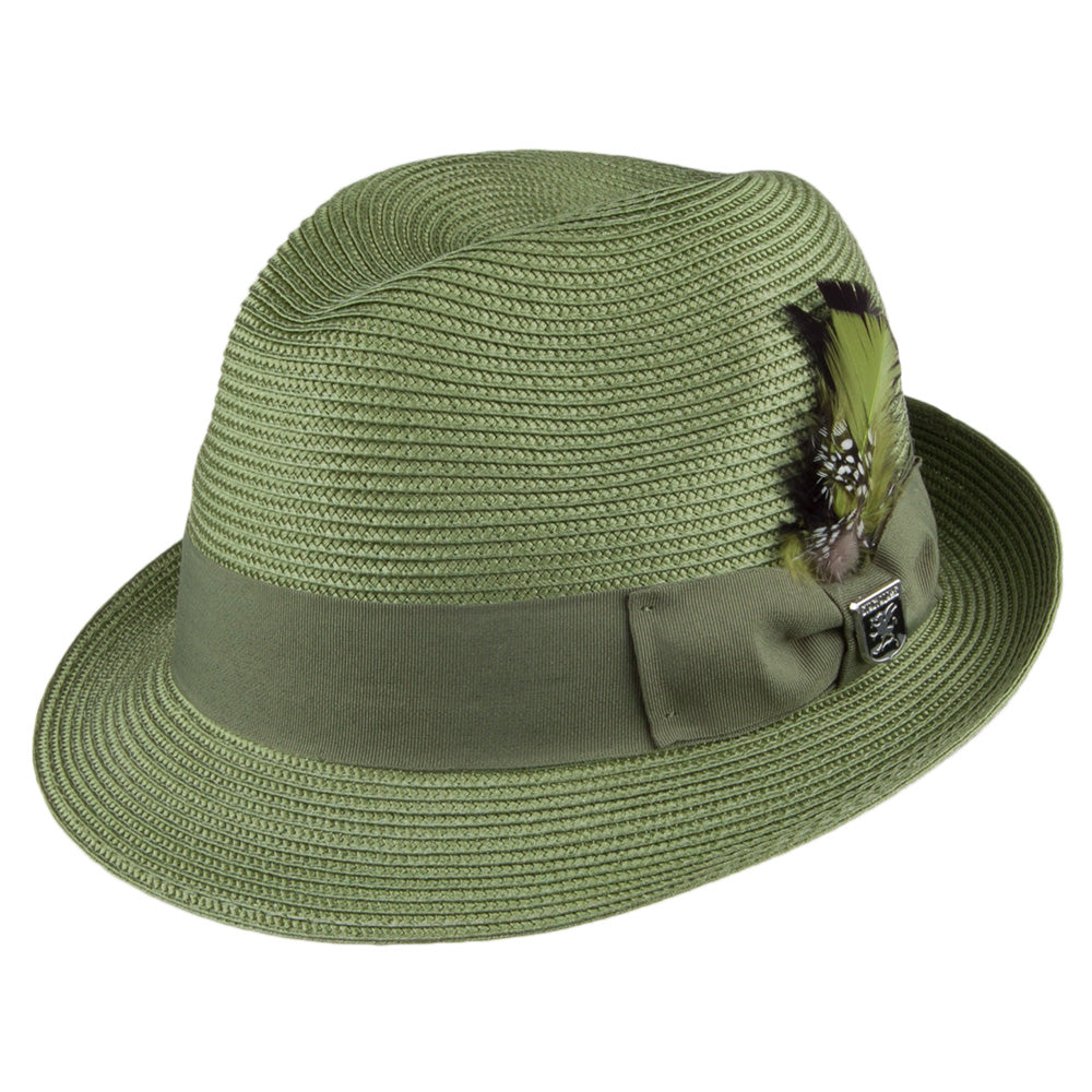 Stacy Adams Hats Toyo Straw Pinch Crown Trilby Hat - Sage