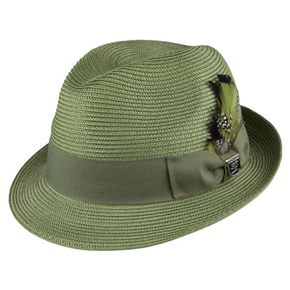 Stacy Adams Hats Toyo Straw Pinch Crown Trilby Hat - Sage