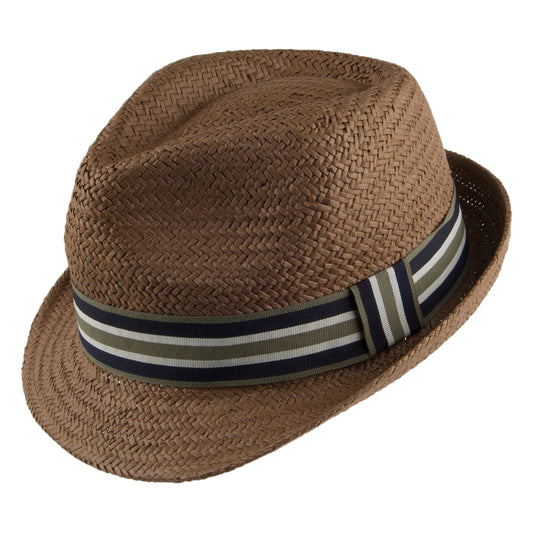 Barbour Hats Whitby Trilby Hat with Striped Band - Brown
