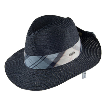 Barbour Hats Lorne Tartan Trimmed Fedora Hat - Navy Blue