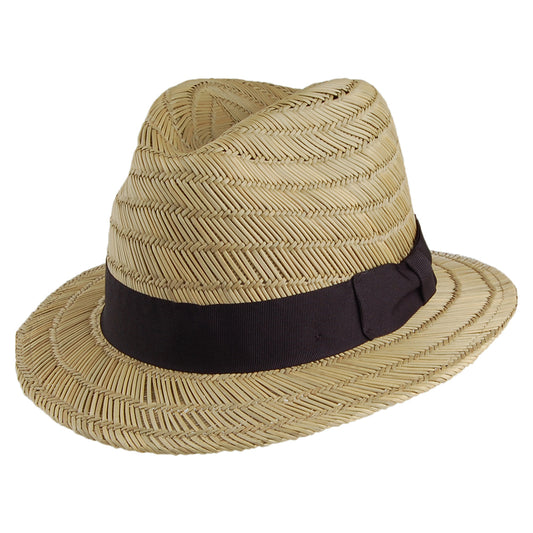 Brixton Hats Rollins Straw Fedora Hat - Natural-Black