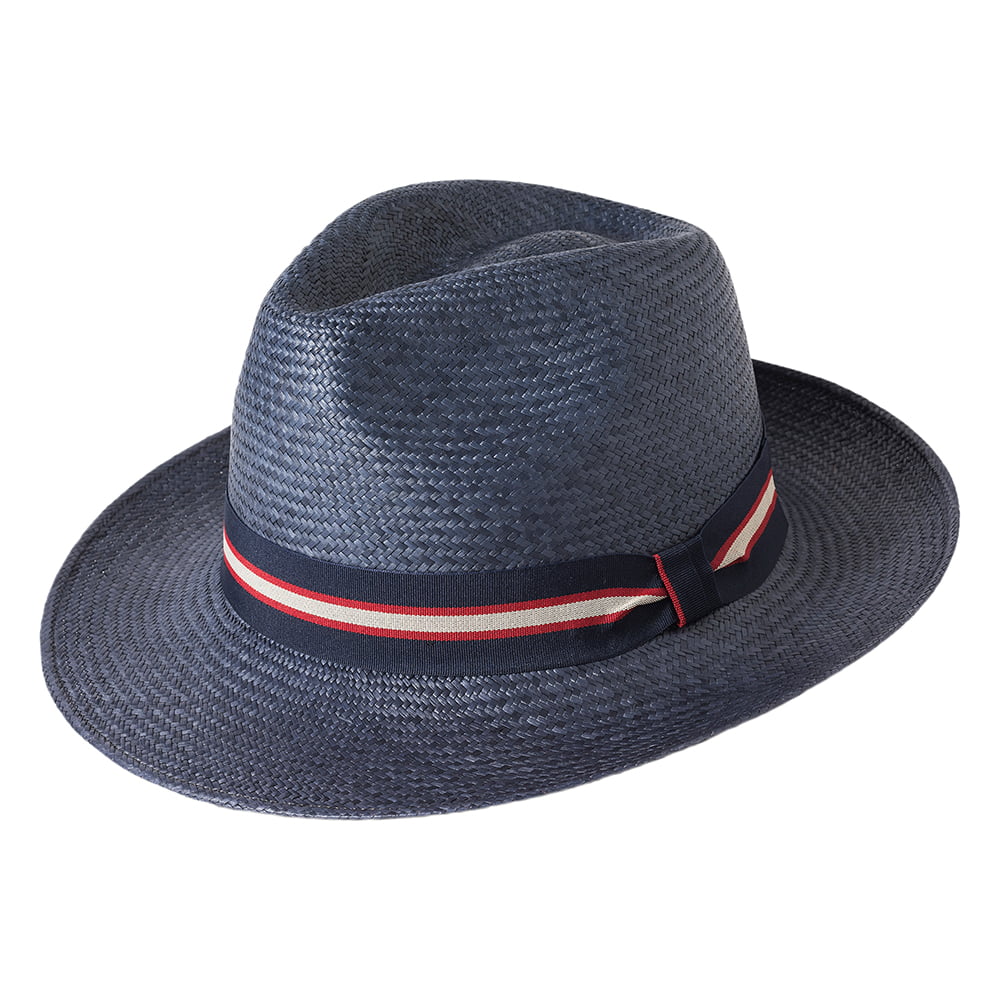Failsworth Hats Regimental Panama Fedora Hat - Navy Blue