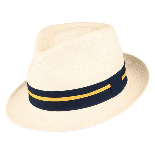 Failsworth Hats Panama Trilby Hat With Striped Band - Natural