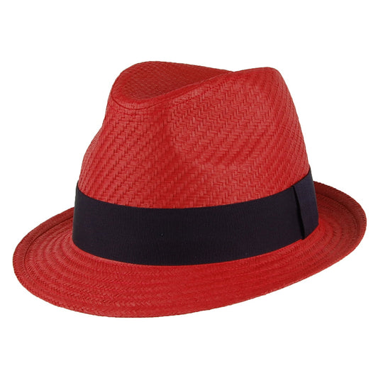 Failsworth Hats Straw Trilby Hat - Red