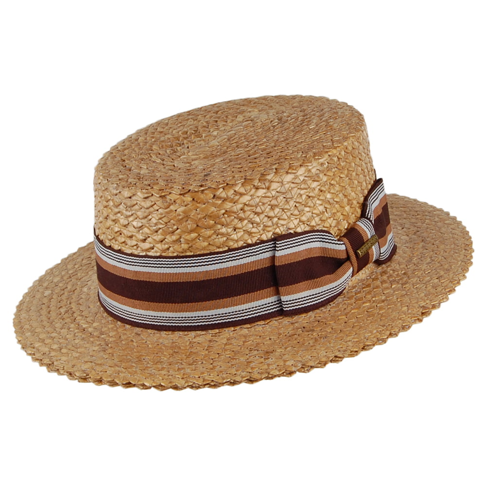 Stetson Hats Vintage Straw Boater Hat - Wheat
