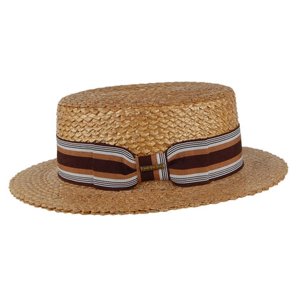 Stetson Hats Vintage Straw Boater Hat - Wheat