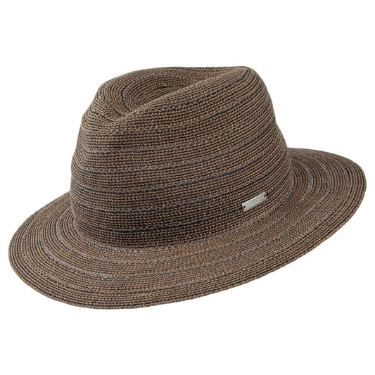 Seeberger Hats Summer Fedora Hat - Black-Natural