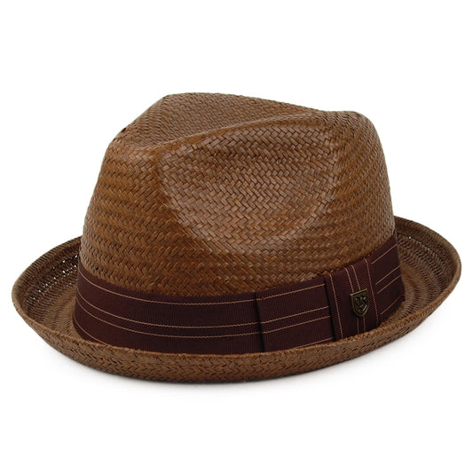 Brixton Hats Castor Straw Trilby Hat - Sepia-Brown