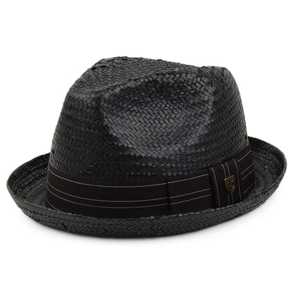 Brixton Hats Castor Straw Trilby Hat - Black-Tan