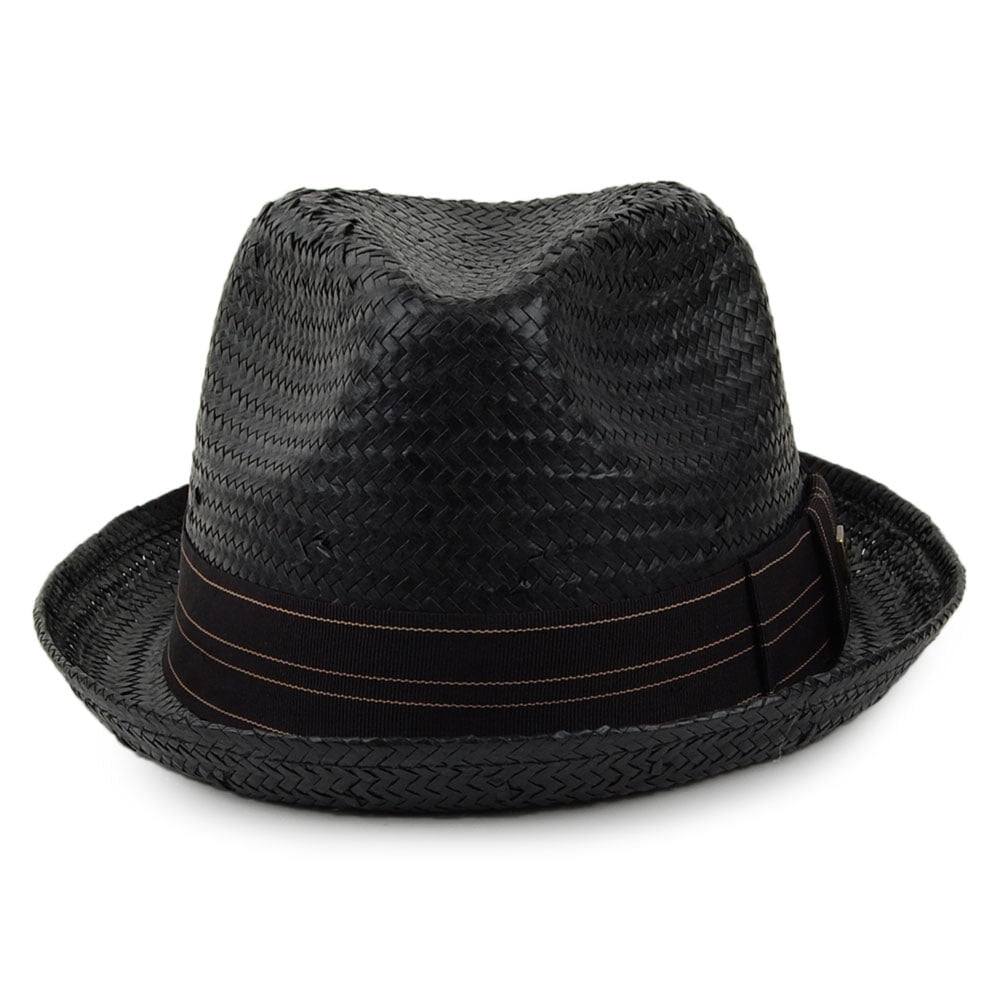 Brixton Hats Castor Straw Trilby Hat - Black-Tan