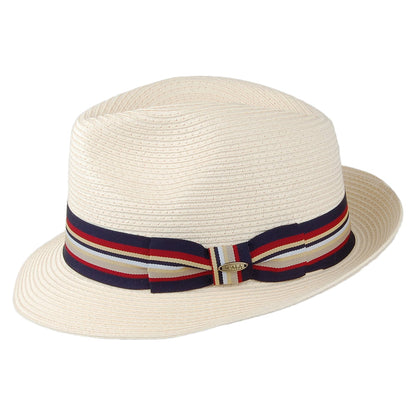 Scala Hats Drums Fine Braid Toyo Fedora Hat - Natural-Navy