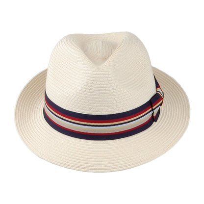 Scala Hats Drums Fine Braid Toyo Fedora Hat - Natural-Navy