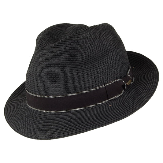 Scala Hats Wyatt Fine Braid Toyo Fedora Hat - Black