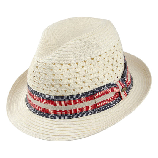 Scala Hats Baytown Vented Paper Braid Fedora Hat - Ivory